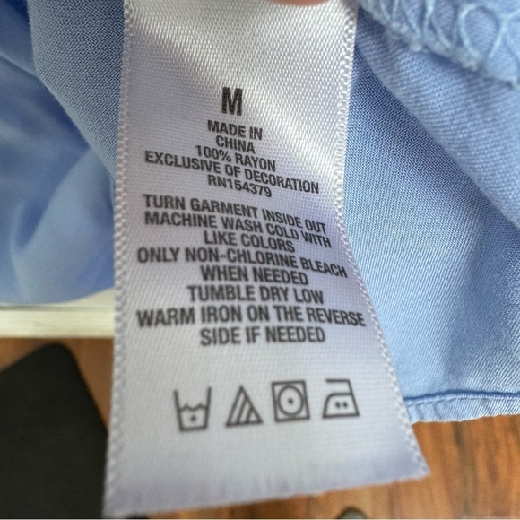 Aeropostale Women's Boho Lace Up Top Blue Medium Embroidered Babydoll Hippie - Picture 8 of 11